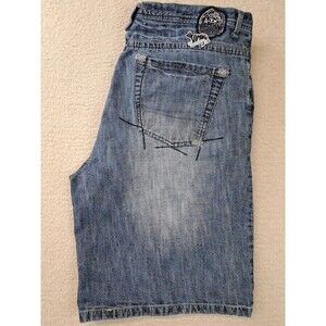 Vtg Akademiks Jean Shorts Mens 42 Blue Denim Baggy Hip Hop Y2K 90s Skater Grunge